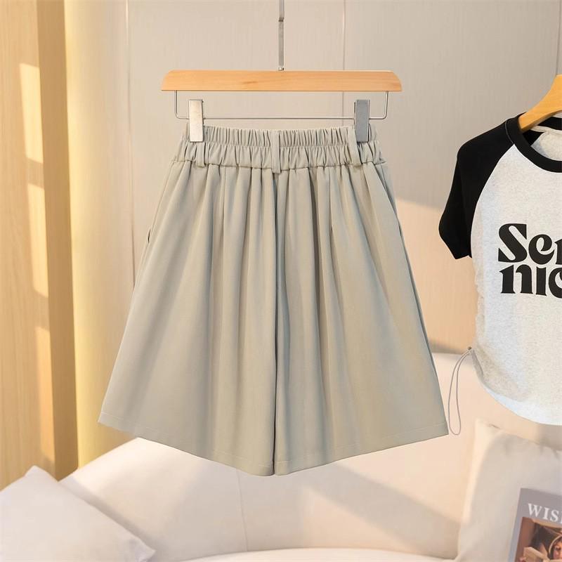 

Модные женские шорты больших размеров с высокой талией и широкими штанинами, осенние шорты длиной до колена Extra Small хаки