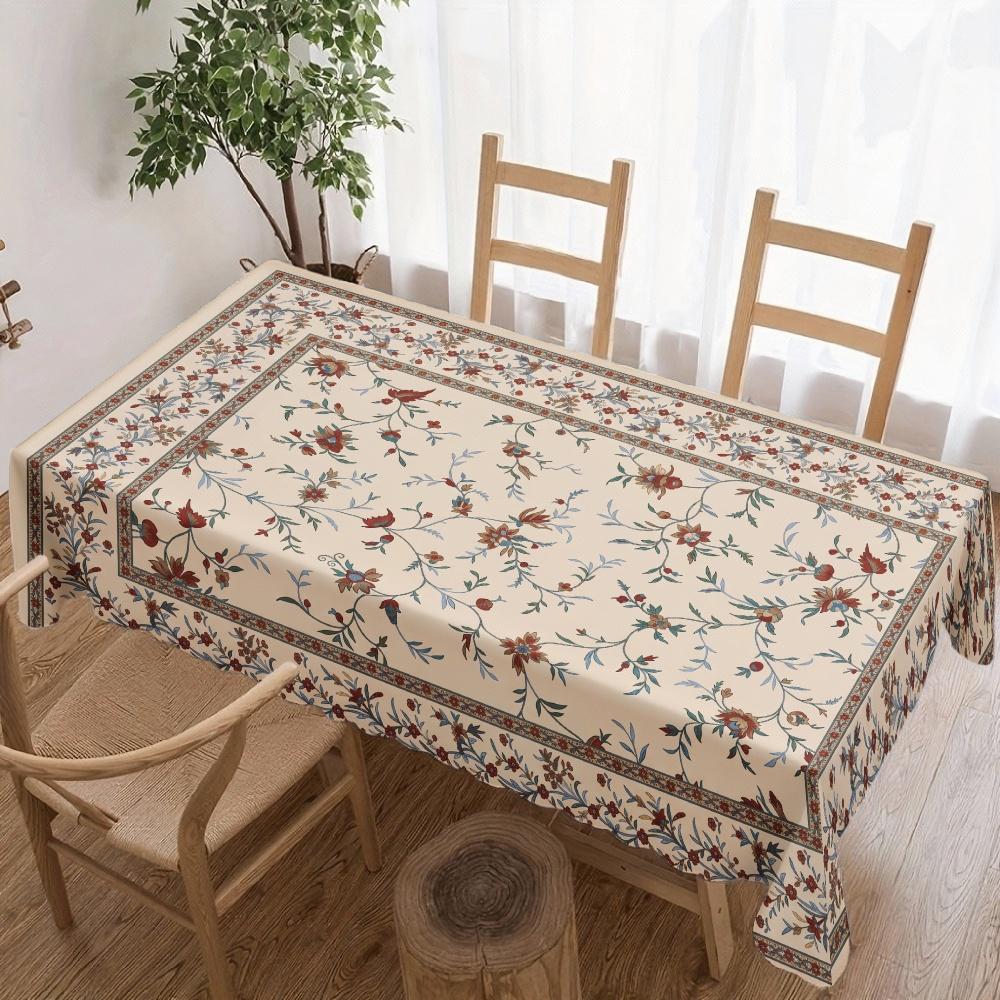 Bohemian Floral Rectangle Table Cloth for Table Decor Kitchen Dining Waterproof Reusable Tablecloth for Table Party Picnic