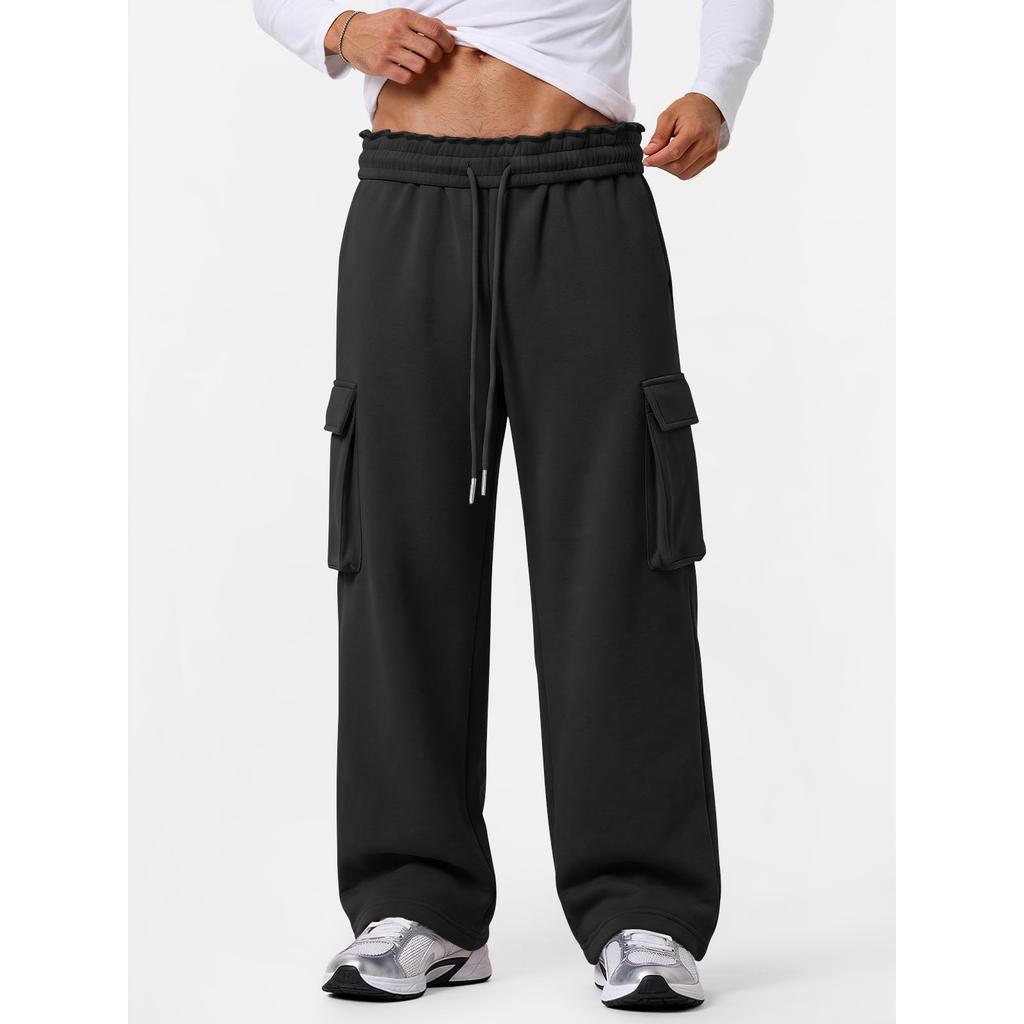 Men's Casual Color Sweatpants with Elastic Waistband - Loose Fit Straight Leg Joggers for Everyday Wear