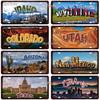 [MyPlate]Vintage America State USA City Licenses Plate Metal Sign Tin Sign Poster Plaque Decor Bar Pub Club Home Wall Decoration