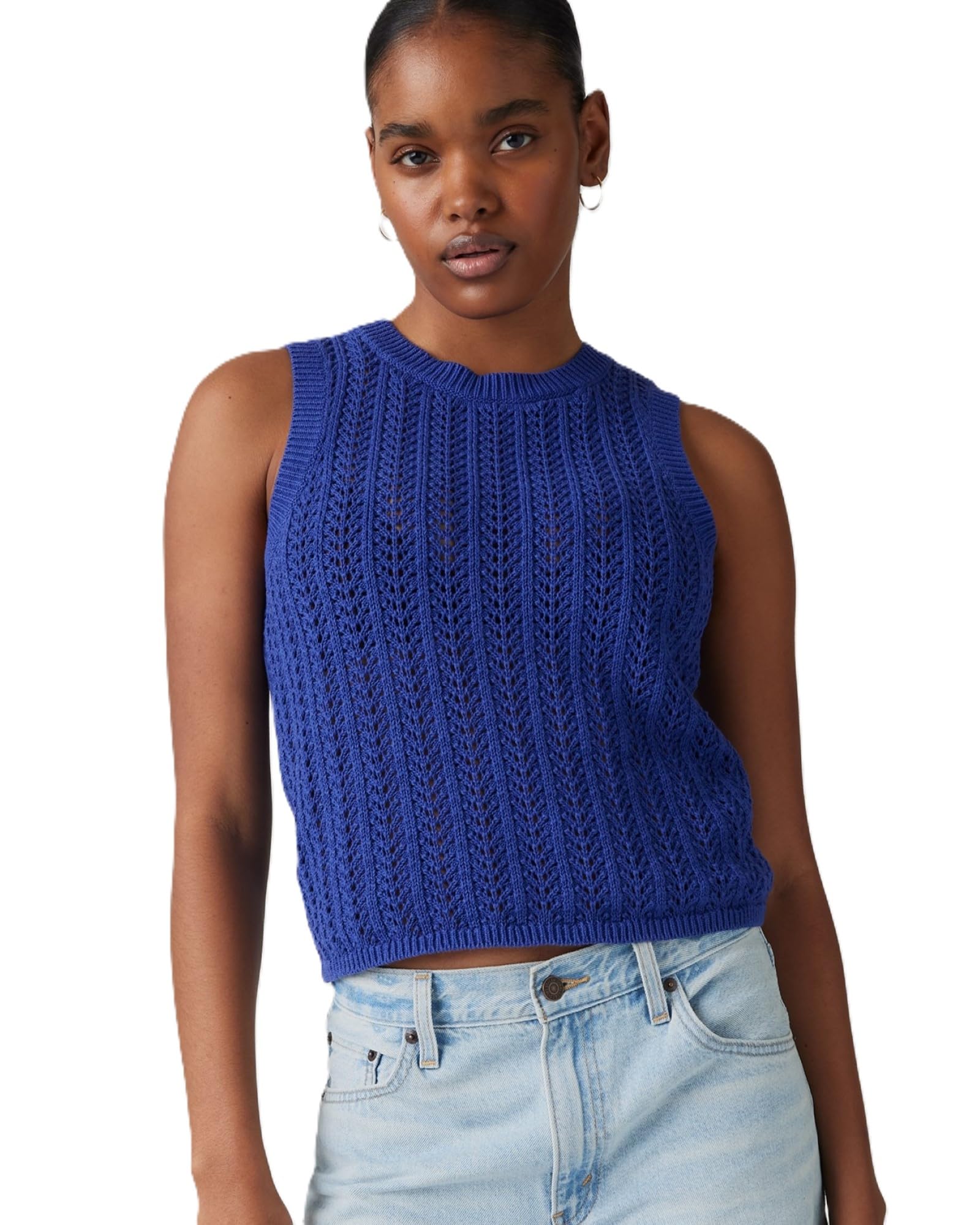 Levi s Knit SUNRISE Ribbed Linen Tank Top Women s MAZARINE BLUE