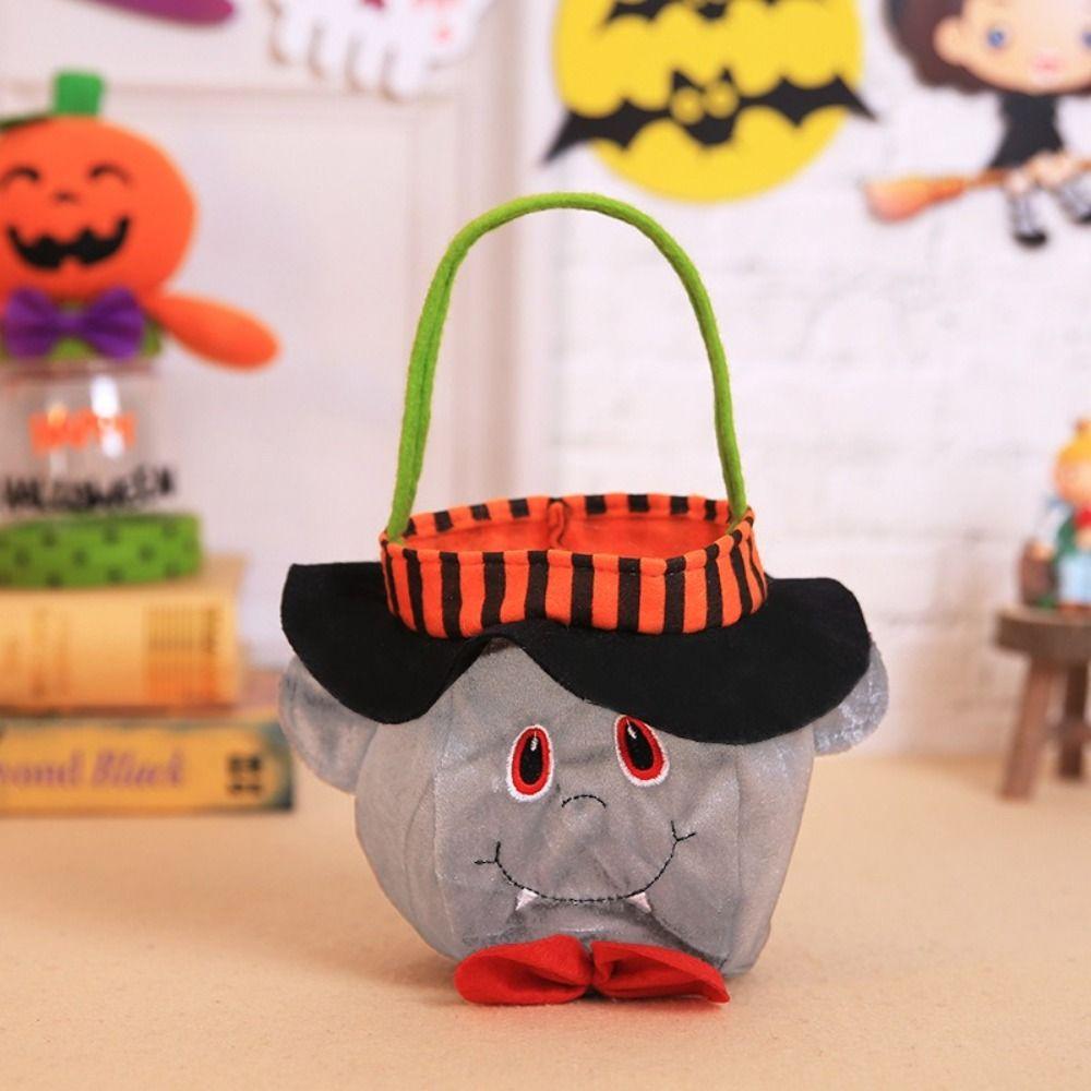 Spooky Design Pumpkin Candy Bag Velvet Material Kids Candy Bag  Trick Or Treat Event