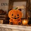 Weiche Herbst-Wohnkultur Halloween Kürbis Plüschkissen mit Katzenohren & Krallen, Gemütliche Sofadecke Orange Stofftier Sofakissen,
