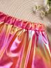 Girls Metallic Shiny Dance Skirt Elastic Waist A Line Miniskirt for Cheerleading Stage Performance