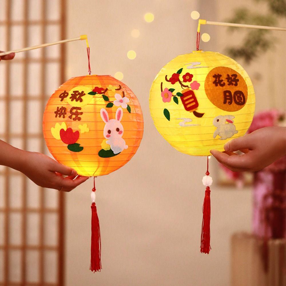 Portable Round Flower Lamp Traditional LED Lantern Toys Antique Lantern  Mid-Autumn Festival