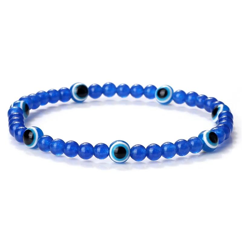 Türkisches blaues Armband mit bösen Augen, 4 mm Mini-Perlen, natürliches Tigerauge, Lavastein, Glücksarmbänder für Frauen und Männer, Schmuck, Pulseras Homme