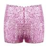 Kids Boys Girls Dance Shorts Shiny Sequins Solid Color Good Elastic Waist Stage Performance Athletic Wear
