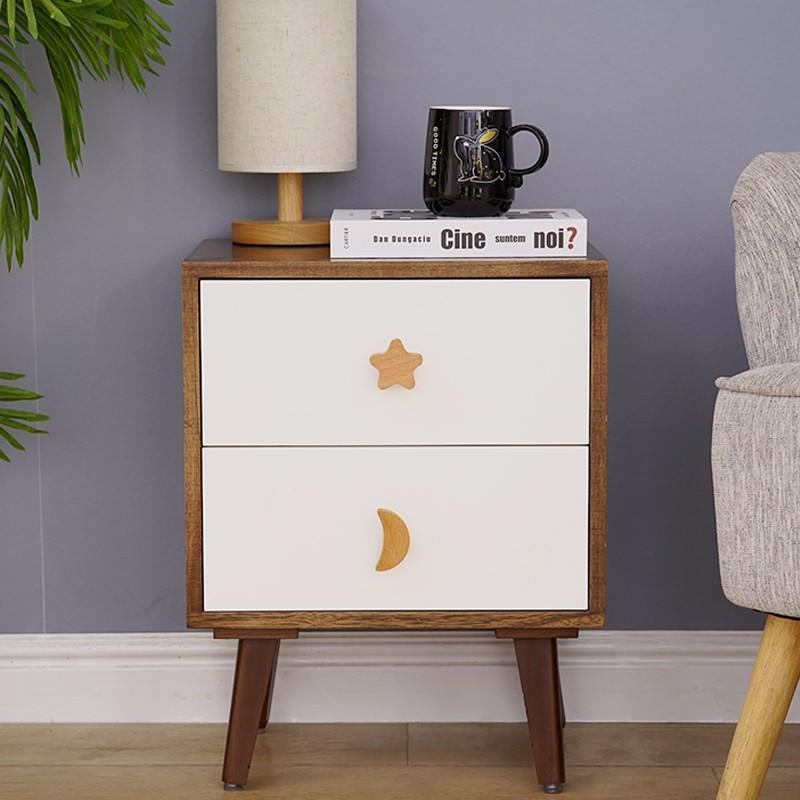 Nordic Star Moon Cloud Children's Wardrobe Handle - Solid Wood