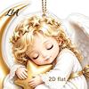 Festive Tree Ornament Christmas Angel Pendant with Lanyard, 2D Flat Acrylic Hanging for Party Decor Decoration, Cute Holiday Car Window Decoration