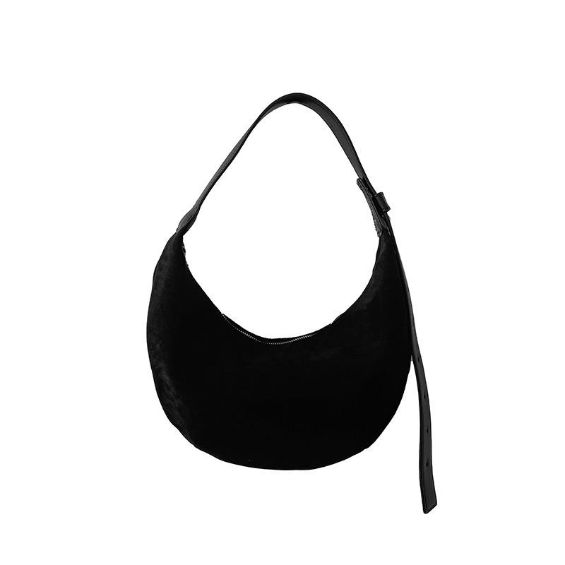 Autumn and Winter Women's Korean Versatile Suede Handheld Dumpling Bun for Commuting Style Suede Underarm Crescent Bun