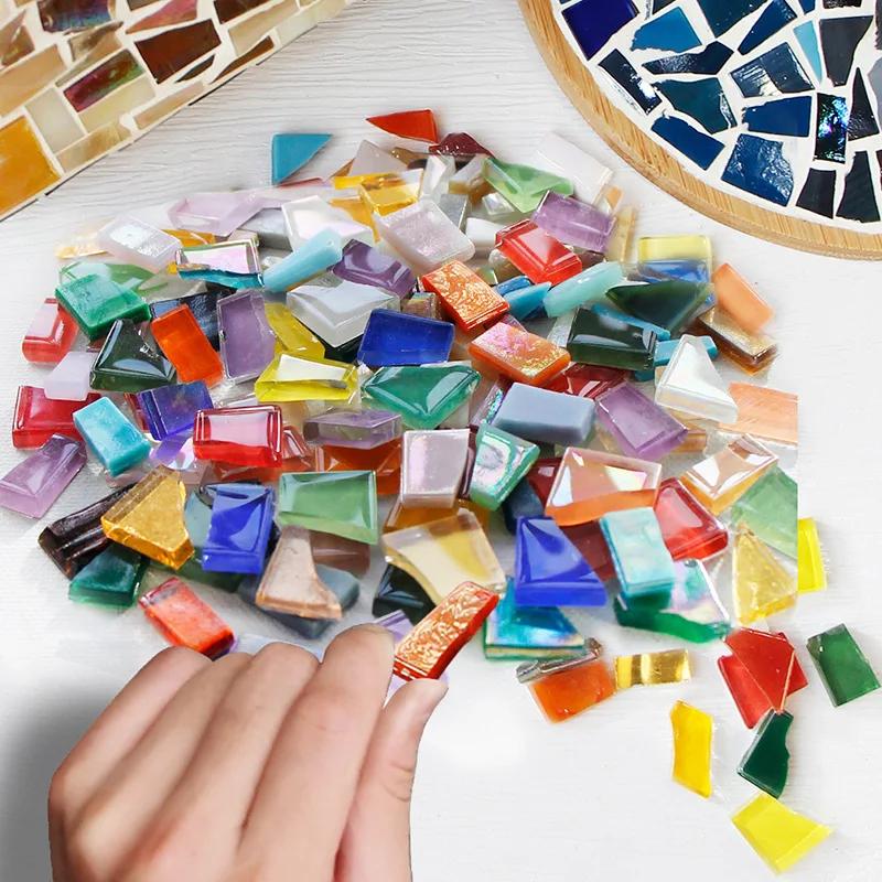 100g Glass Mosaic Tiles Multi Color Mosaic Piece DIY Mosaic Making Stones for Craft Hobby Arts Home Wall Decoration Arte