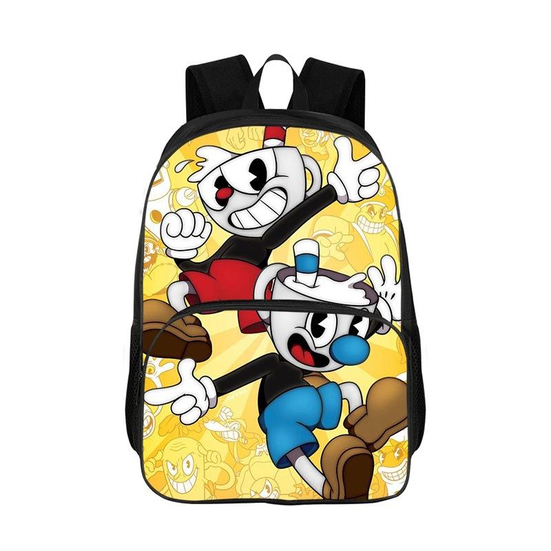 Zaino Scolastico per Studenti delle Scuole Elementari con Stampa di Cuphead Anime Zaino Scolastico da 16 Pollici Zaino per Bambini Cartone Animato Cuphead Zaino per Ragazzi Ragazze Mochlia