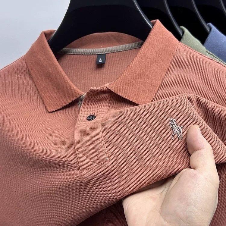 STORN 100% Czysta Bawełna Marka Premium Męska Koszulka Polo z Długim Rękawem Moda Personalizacja Haft z Koniem Klasyczny T-shirt Paul