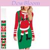 Elegante Vestito Maglione da Elfo di Natale da Donna a Maglia con Vestibilità Sexy Aderente