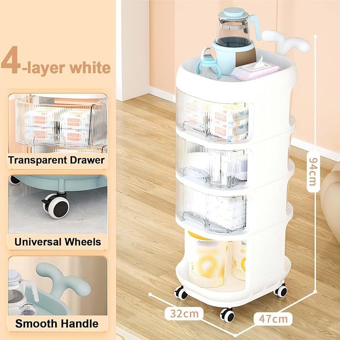 

4-х уровневый портативный детский пеленальный столик тележка органайзер для хранения с колесами мобильный детский органайзер тележка для предметов первой необходимости для новорожденных