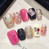 10Pcs Neon Cat Eye Fake Nails Retro Ultra Short Stiletto Shape Handmade False Nails for Women