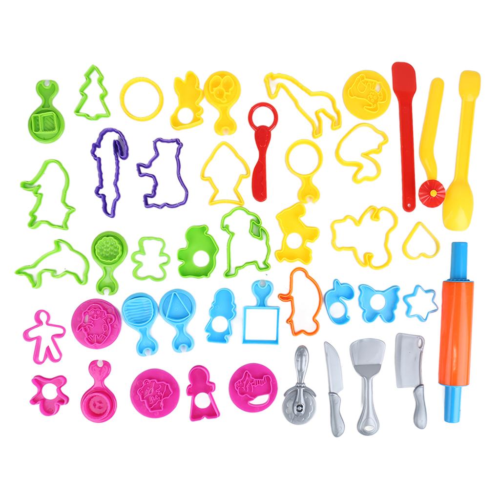 41PCS Dough Tools Set Rich Colors Various Shapes Plastic Dough Tools Kit for Kids Children