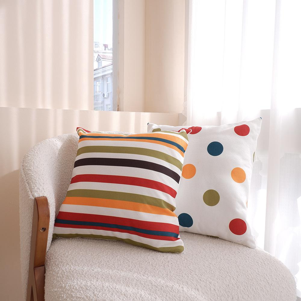 

Geometric Contrasting Linen Pillow Modern Minimalist Style Colorful Linen Pillow Case Sofa Model Room Decoration Backrest 45cm single-sided printed pillowcase
