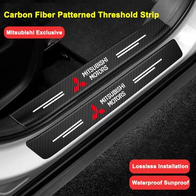 1/4/5Pcs Carbon Fiber Leather Car Door Sill Protector Strip For Lancer Ralliart ASX Mirage Pajero Xpander Attrage