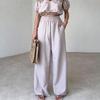 2024 Summer Off-Shoulder Crop Top & Wide-Leg Pants Set