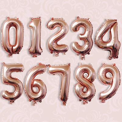 32-Inch Digital American Version Of Thin Rose Gold Medium Digital Balloon 0-9 Aluminum Film Balloon Floating Air Ball