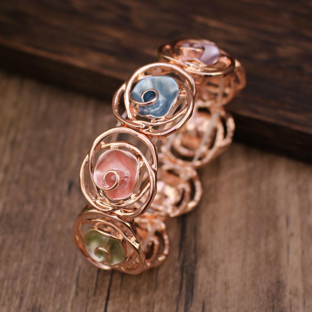 Enamel hollow rose elastic bracelet with high-end feel, ladies' Valentine's Day rose bracelet