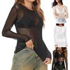 Sexy Oberteile Rundhalsausschnitt Langarm Durchsichtig Stickerei Spitze Blumenmuster Pullover Oberteile Vielseitiges Spitzen-Mesh-Layering-Shirt
