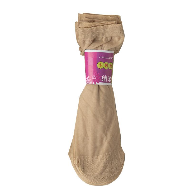 Crystal Short Stockings for Women, Thin and Durable for Spring, Autumn, and Summer, Anti-snag, Black and Flesh-colored, Cotton-soled, Seamless