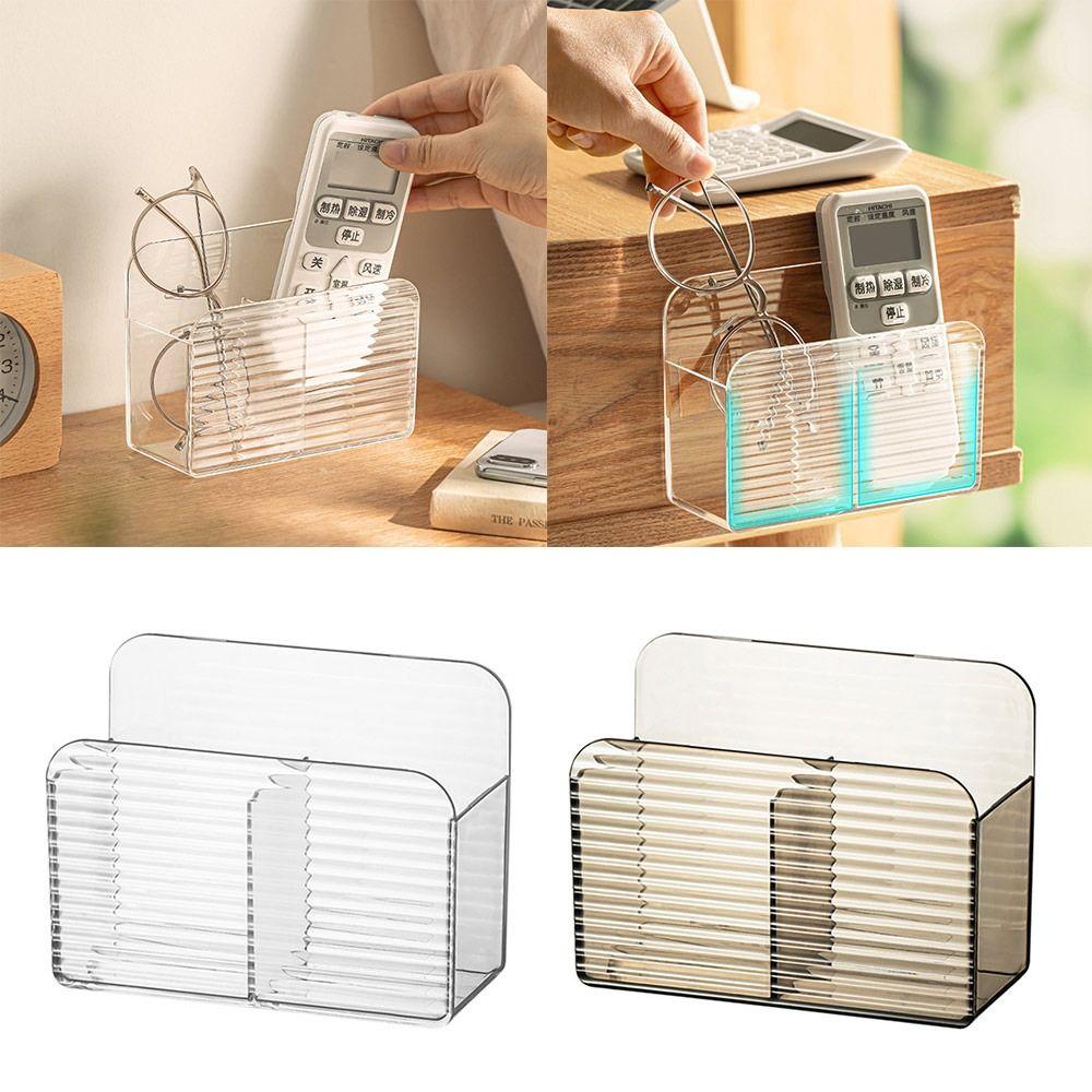 Double Grid Remote Control Storage Box Wall-mounted Transparent Home Mobile Storage Shelf Multi-function