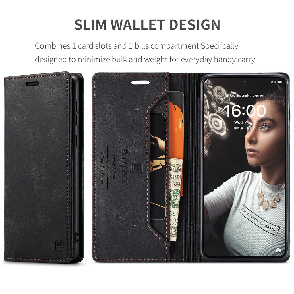 For Huawei P50E/Huawei P50 4G Wallet Case AUTSPACE A01 Leather Stand Cover with RFID Blocking Card Holder