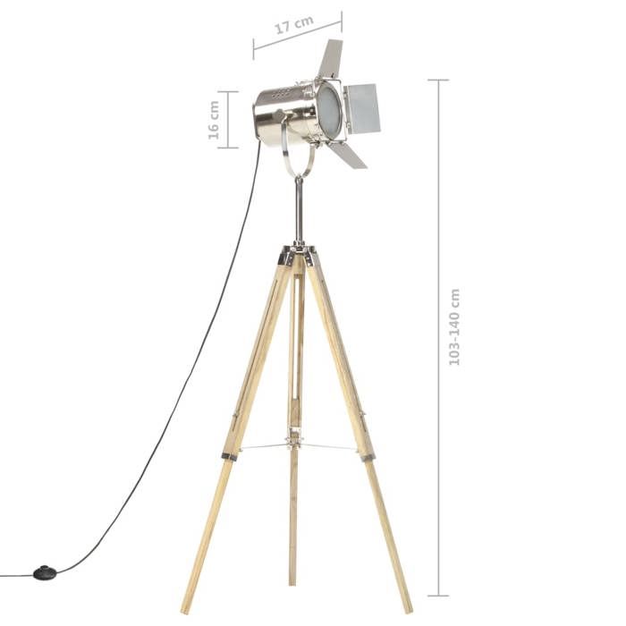 VidaXL Lampadaire à trépied Bois de manguier massif 140 cm