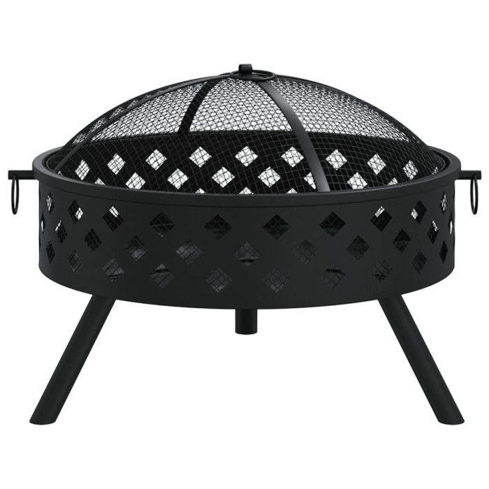 VidaXL Foyer with Poker 58 Cm XXL Steel, Heating, Patio Heater, Outdoor Fireplace, Chimney, Outdoor Heating, 360062