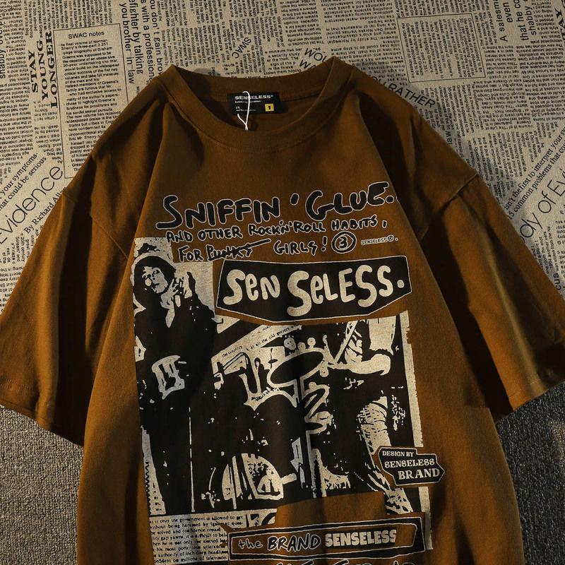 Pure Cotton Summer Retro Short Sleeved T-shirt for Men Ins Trendy Loose Half Sleeved Top T-shirt