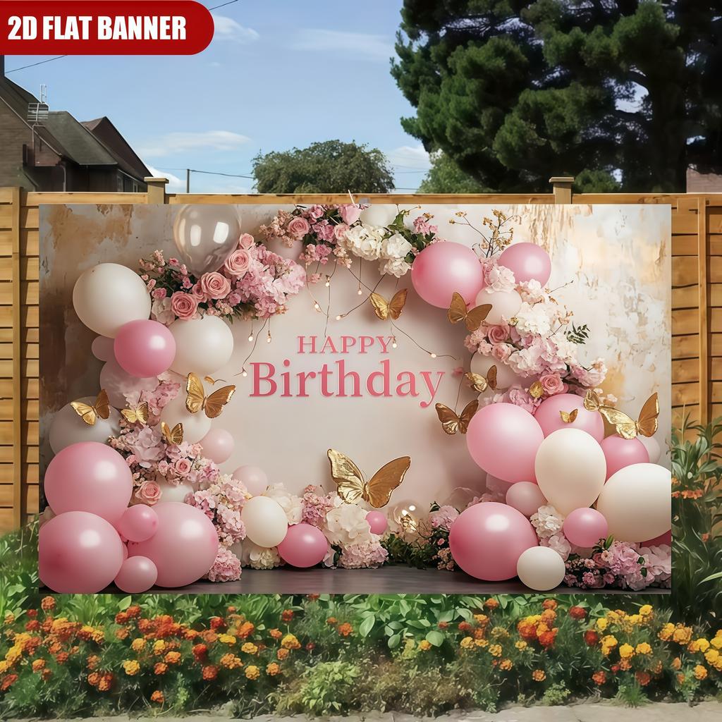 1pc Balloon Rose Birthday Background Banner Suitable for Birthday Celebrations Anniversaries and Room Decoration