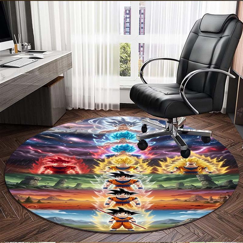 DRAGON BALL Print Round Rug, Washable Floor Carpet, For Entryway Dorm Laundry Room Office Study, Home Decor Birthday Christmas Gift