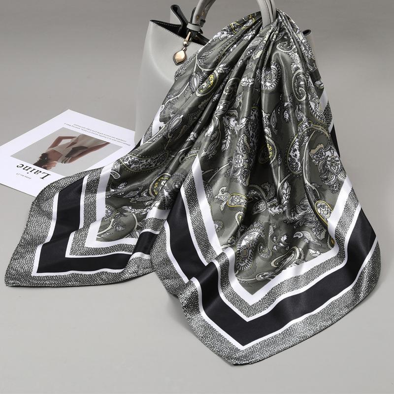 90 Square Scarves, Silk Scarves, Women's New Spring and Summer High-end Sense Versatile, Thin Scarves, Shawls Outside