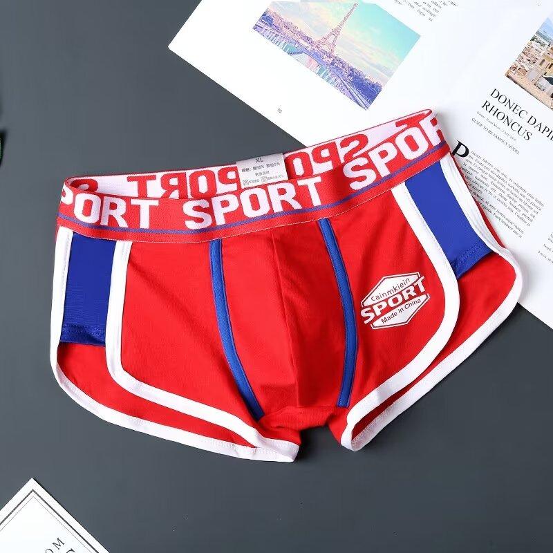 

Забавное новое мужское нижнее белье, шорты для взрослых, джинсовые джинсы с принтом, хлопковое эластичное нижнее белье XXL красный