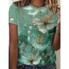 Summer Round Neck 3D Floral Pattern Print Top Fashionable Casual Short Sleeved Women's T-shirts