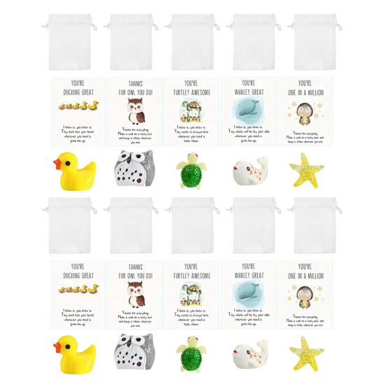 Employee Appreciation Gifts Bulk for Coworkers Thank You Gift Set with Inspirational Note Cards And Resin Animals for Office Volunteer Staff Teachers