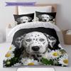 Flowers and dogs Pattern Bedding Quilt Set Quilt Cover Pillowcase Home Decoration Birthday Gift (1 * duvet cover + 2 * pillowcase, without core)