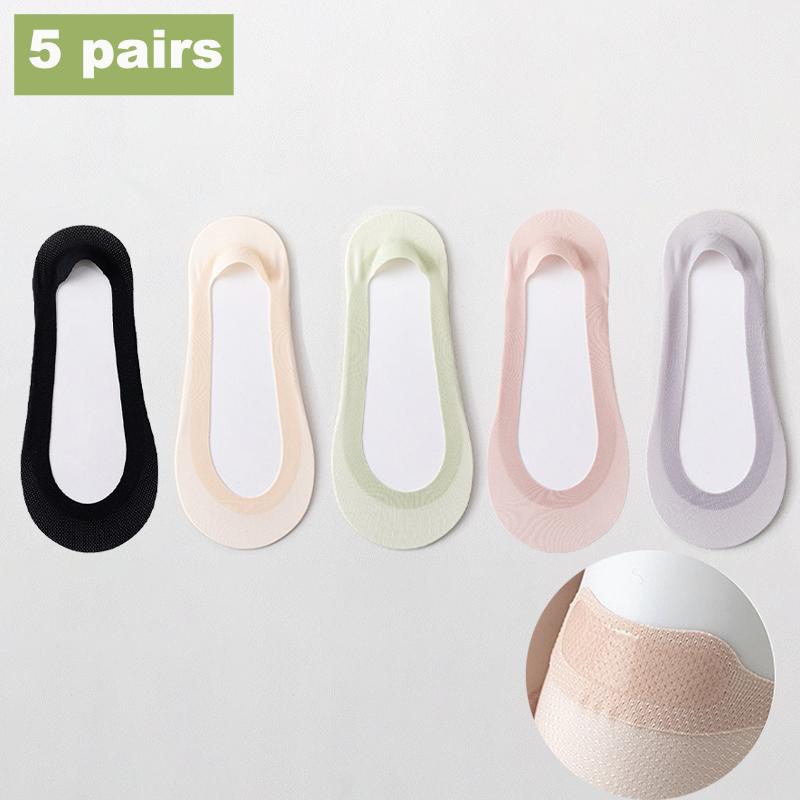 Women Socks Girl Lady Spring Summer Thin Ice Silk Non-slip Do Not Fall Off Sweat-absorbing Traceless Breathable Invisible Socks
