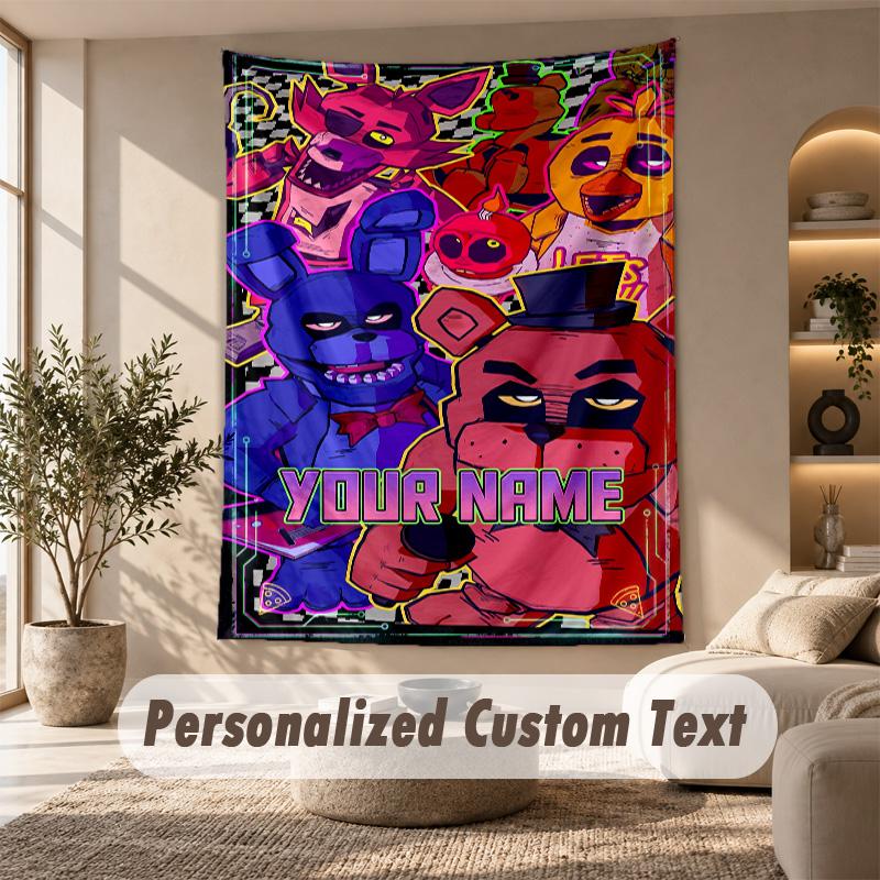 Five Nights At Freddy’s Tapestry, Personalized Custom Text, Wall Hanging Tapestry For Living Room Home Wall Decor