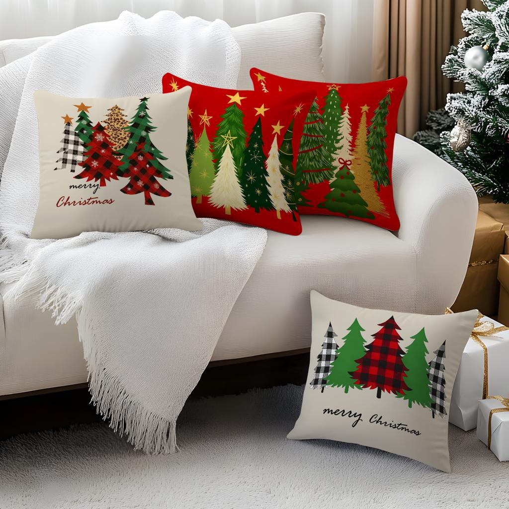 Christmas Tree Pillowcase Bedroom Sofa Cushion Cover 100% Polyester Living Room Soft Cushion Pillowcase Home Decor
