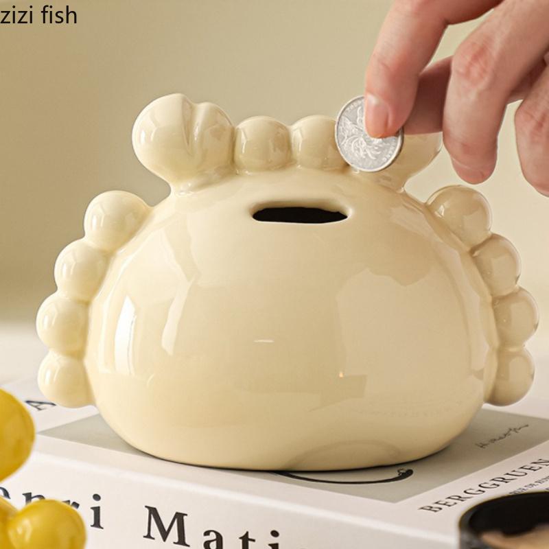 Cartoon Crab Piggy Bank Crab Ornament Storage Jar Animal Model Decoration Sculpture Displaying Statues Birthday Gift Figurines