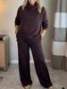 2025 Autumn/Winter Women's High Neck Solid Color Hoodie & Loose Two-Piece Set