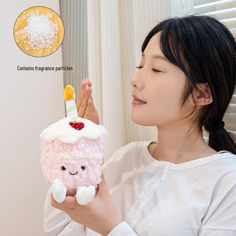 Cute Cartoon Birthday Cake Plush Doll Ornament Toy Gift