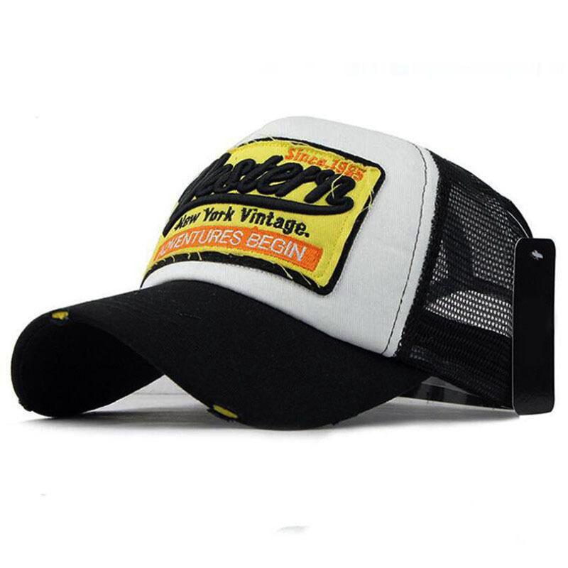 New 3D Embroidered Western Mesh Baseball Cap Cotton Baseball Cap Men's Splicing Baseball Cap Korean
