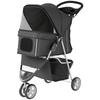 Dog Stroller, 3 Wheels Foldable Pet Stroller with Adjustable Canopy, Storage Basket for Small Mini Breeds, Dark Grey