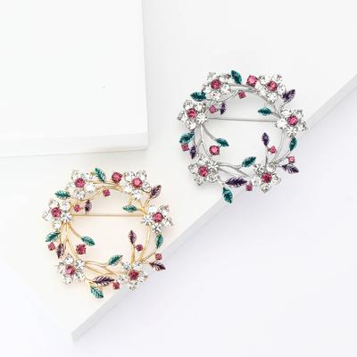 Japanese And Korean Temperament Elegant Alloy Rhinestone Wreath Brooch Exquisite And Versatile Women'S Suit Cardigan Corsage Jewelry Pin
