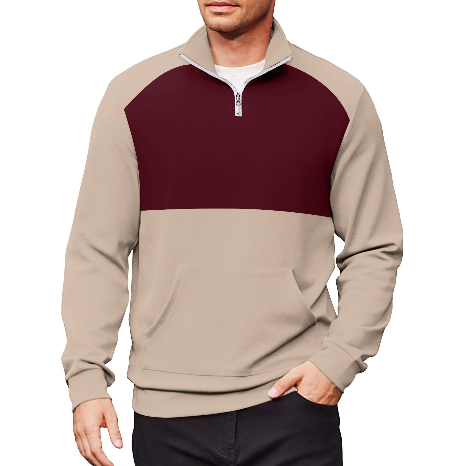 Мужской повседневный свитшот с длинными рукавами воротником на молнии до четверти S 1929₽